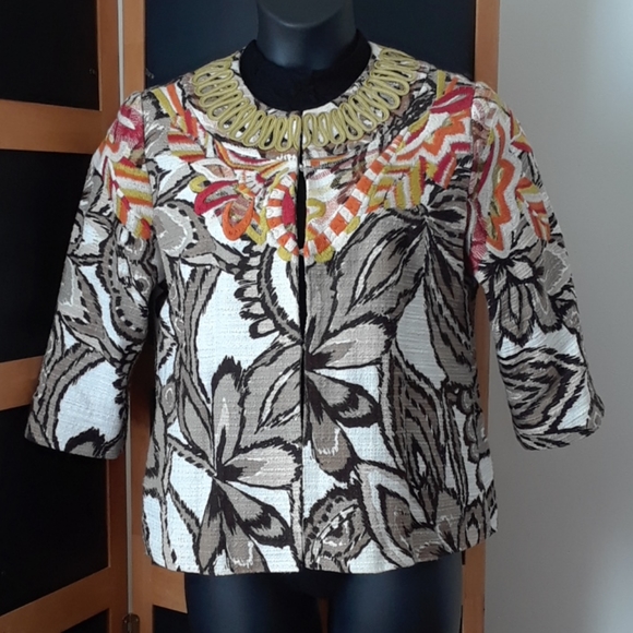 Chicos Multicolored Embroidered Jacket - Picture 2 of 14